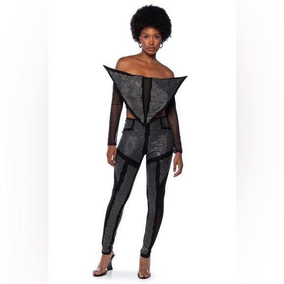 AKIRA Other - Galactic World Embellished Mesh Top & Panel Legging